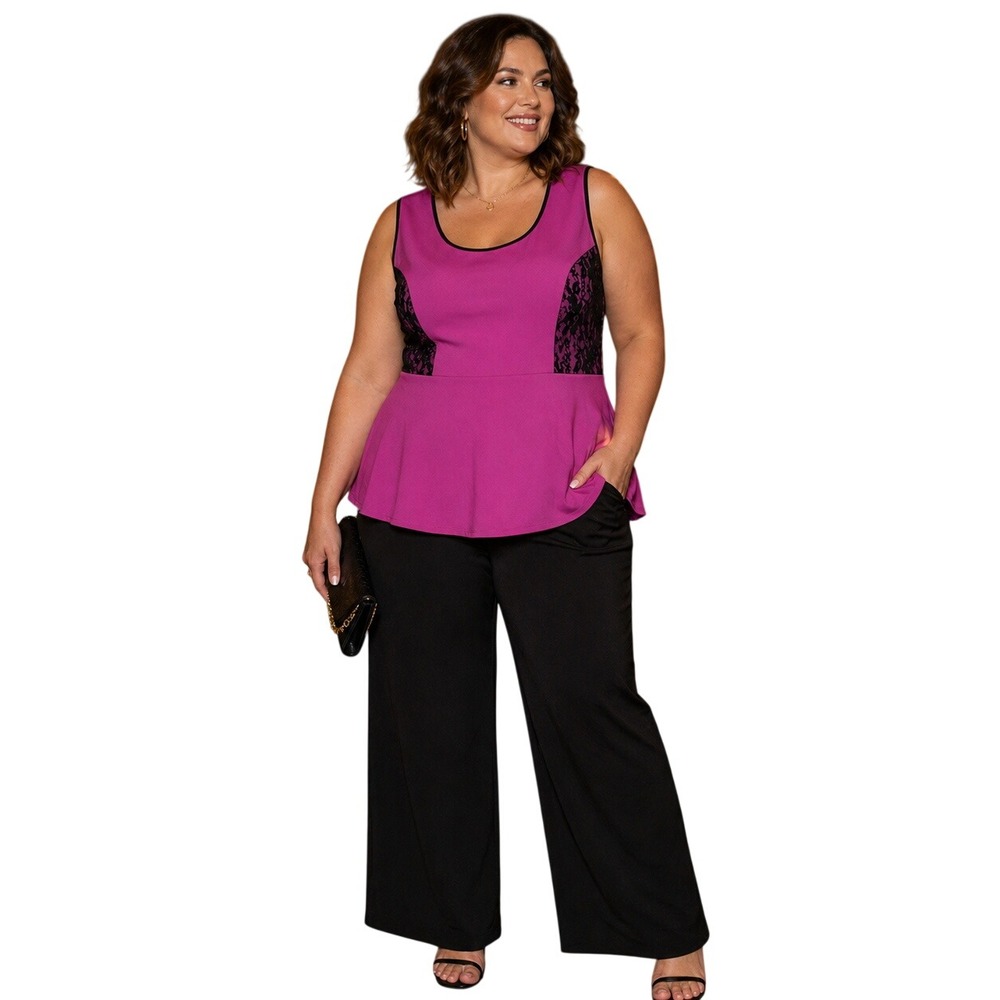 torrid Women's Peplum Lace Side Panel Sleeveless Scoop Neck Dressy Top Size 4X